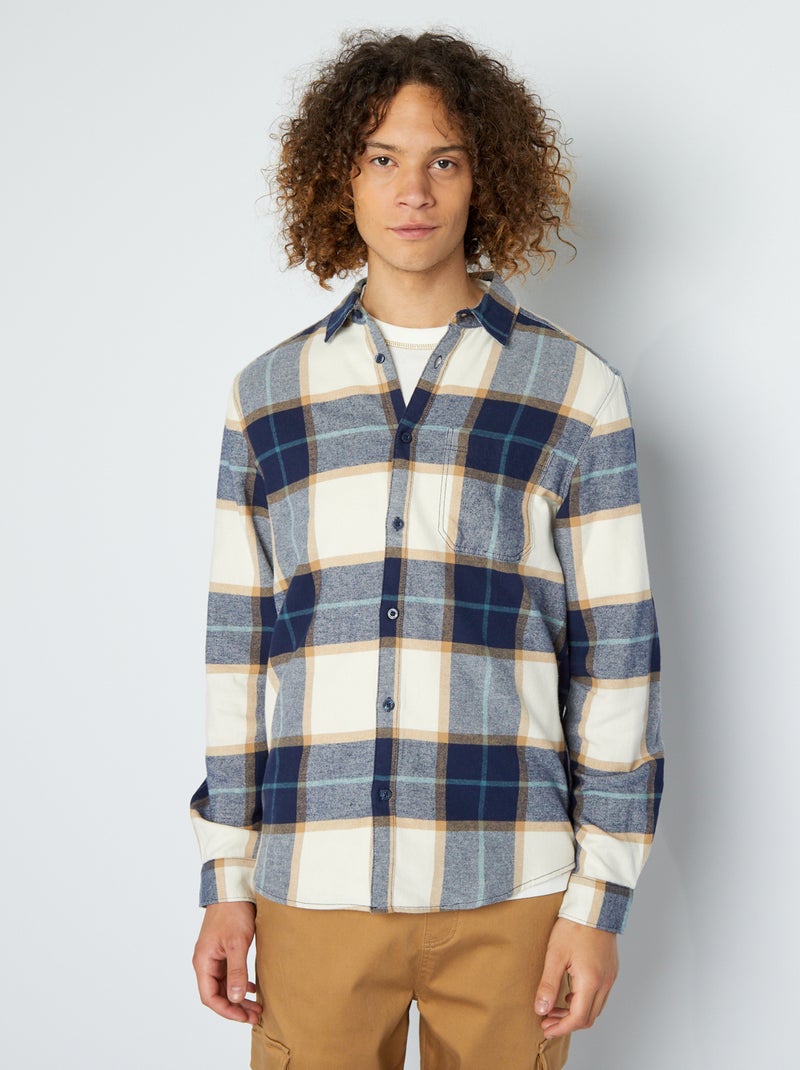 Camisa de franela a cuadros AZUL - Kiabi