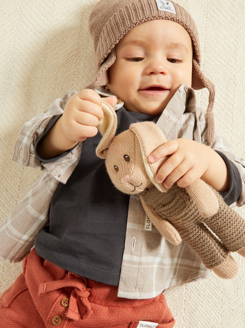 Camisa de franela a cuadros BEIGE - Kiabi