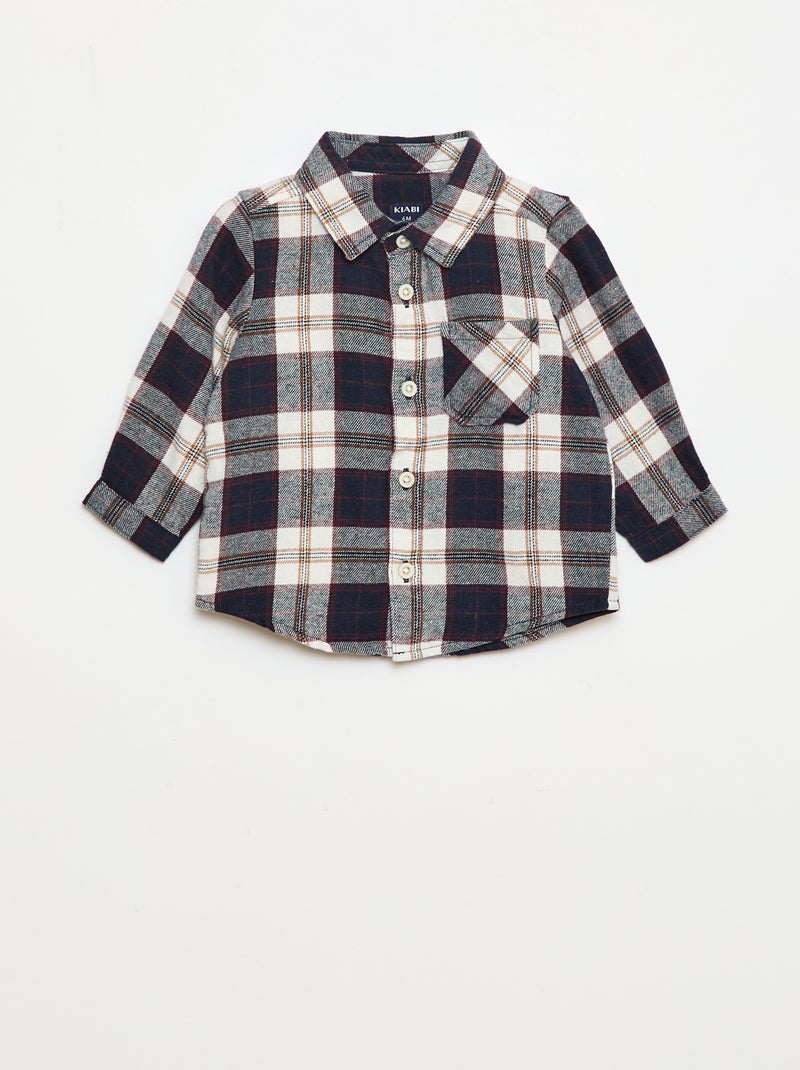 Camisa de franela a cuadros Blanco - Kiabi