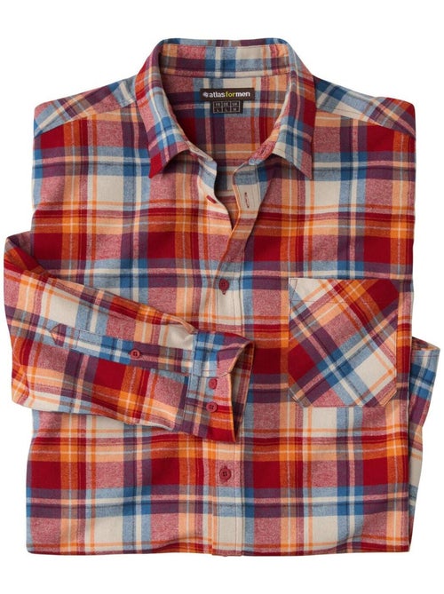 Camisa de franela a cuadros de manga larga con cuello de puntas libres - Kiabi Camisa de franela a cuadros de manga larga con cuello de puntas libres - Kiabi
