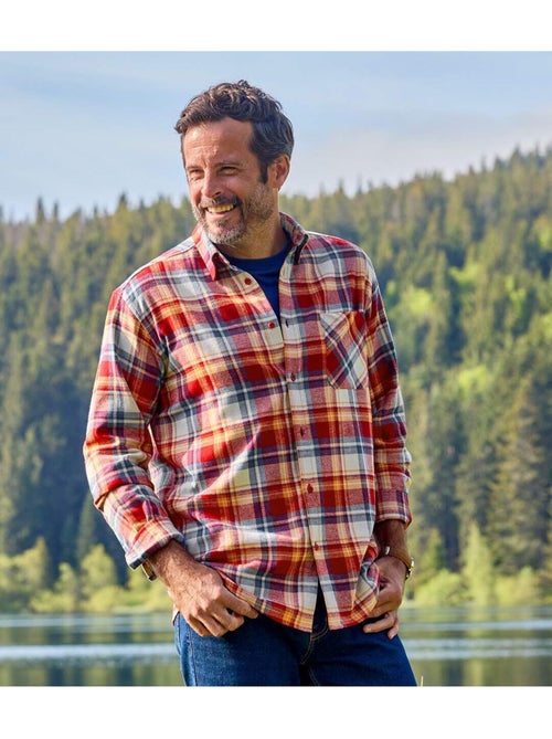 Camisa de franela a cuadros de manga larga con cuello de puntas libres - Kiabi Camisa de franela a cuadros de manga larga con cuello de puntas libres - Kiabi