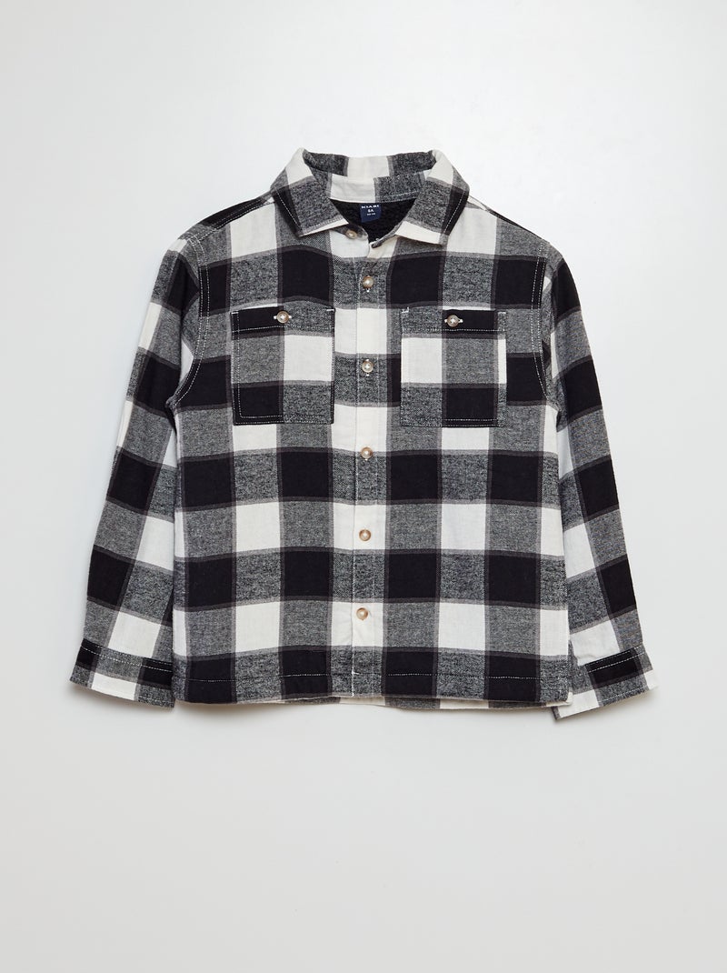 Camisa de franela a cuadros NEGRO - Kiabi