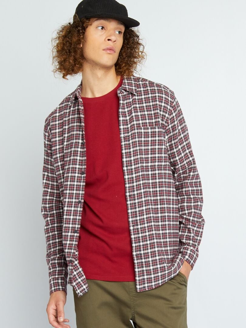 Camisa de franela a cuadros ROJO - Kiabi