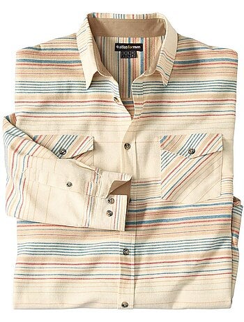 Camisa de franela a rayas con cuello de puntas libres