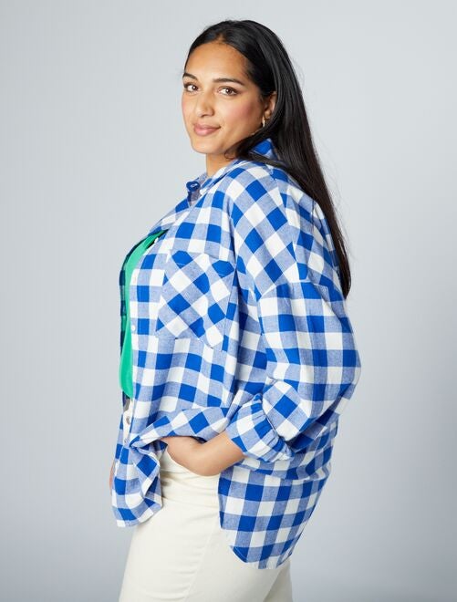 Camisa cuadros azul mujer