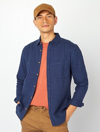 Camisa de franela con bolsillos en el pecho