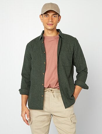 Camisa de franela con bolsillos en el pecho