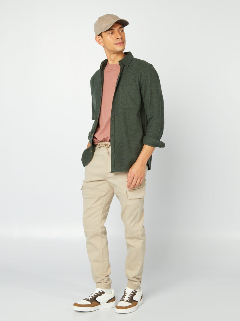 Camisa de franela con bolsillos en el pecho KAKI - Kiabi