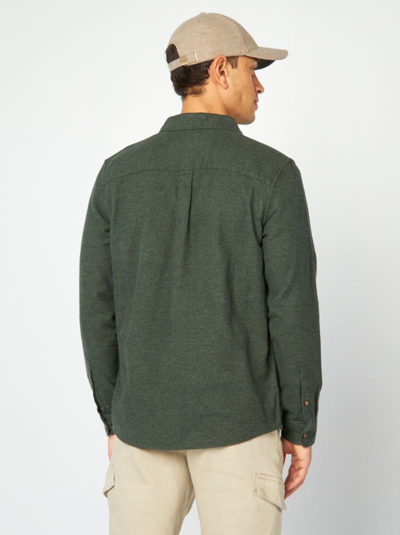 Camisa de franela con bolsillos en el pecho KAKI - Kiabi
