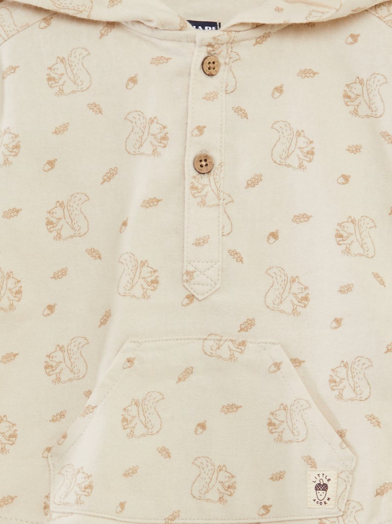 Camisa de franela con capucha BEIGE - Kiabi