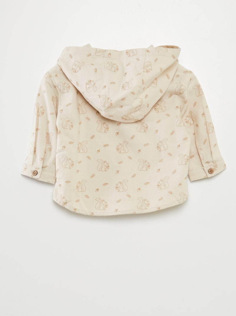 Camisa de franela con capucha BEIGE - Kiabi