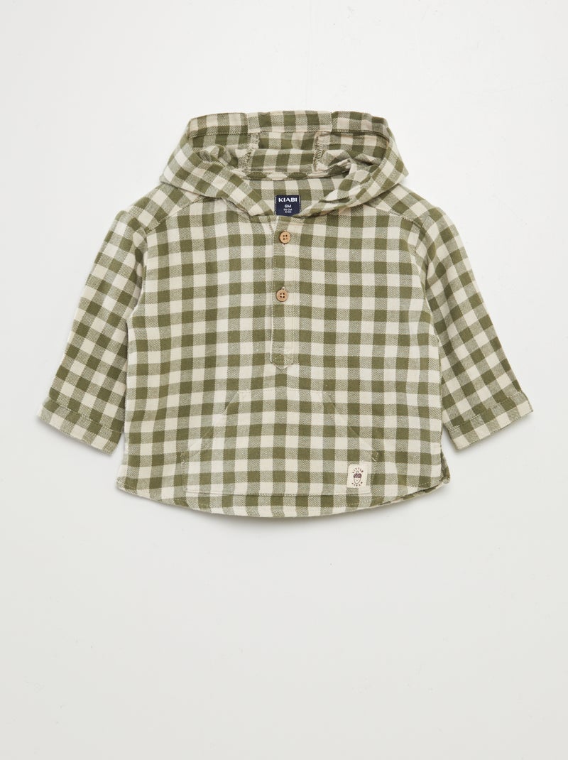 Camisa de franela con capucha KAKI - Kiabi