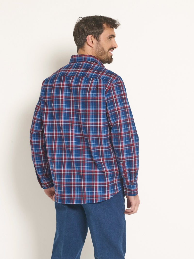 Camisa de franela con detalles de terciopelo, brillante - Afibel Azul - Kiabi