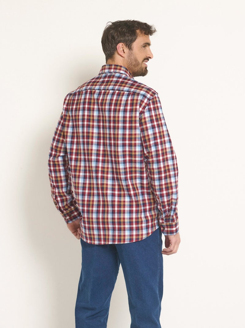 Camisa de franela con detalles de terciopelo, chic - Afibel Rojo - Kiabi