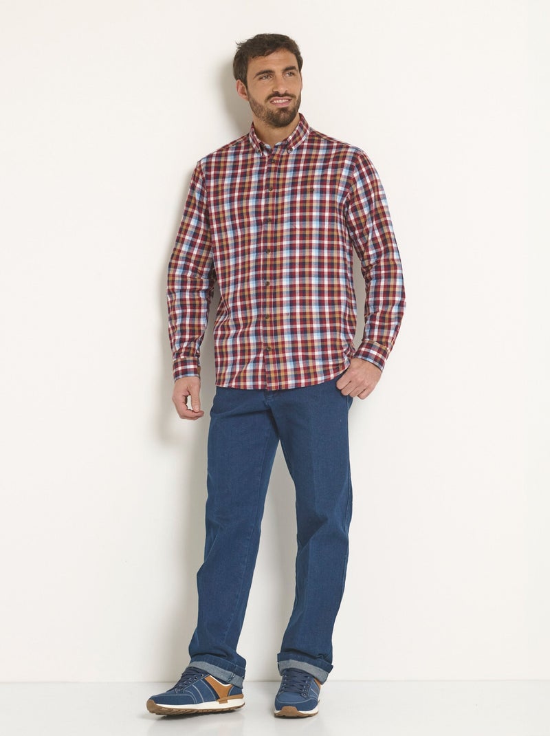 Camisa de franela con detalles de terciopelo, chic - Afibel Rojo - Kiabi