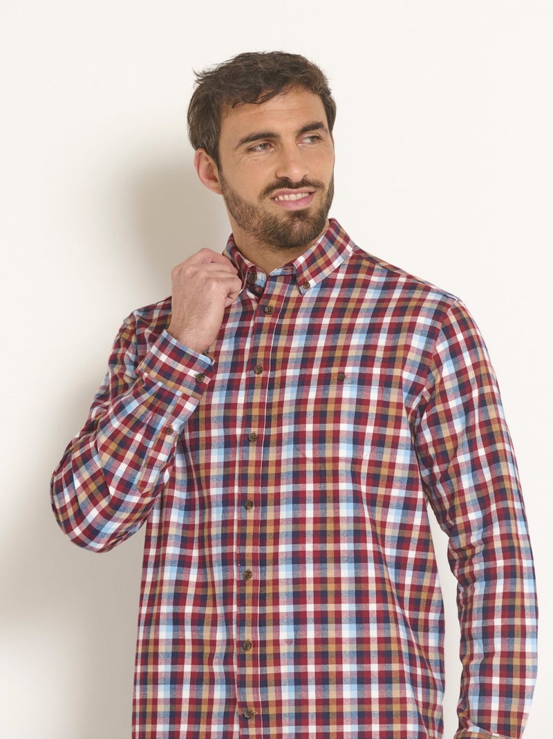 Camisa de franela con detalles de terciopelo, chic - Afibel Rojo - Kiabi