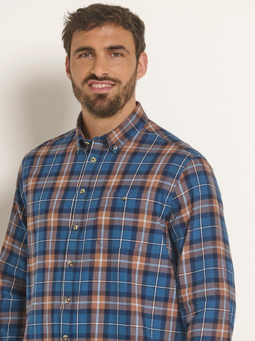 Camisa de franela con detalles de terciopelo, cuadros grandes - Afibel - Kiabi