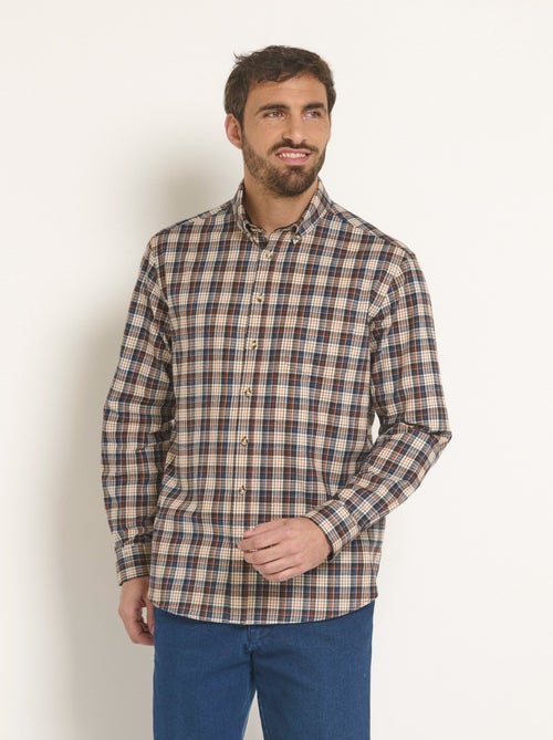 Camisa de franela con detalles de terciopelo, ligera - Afibel - Kiabi