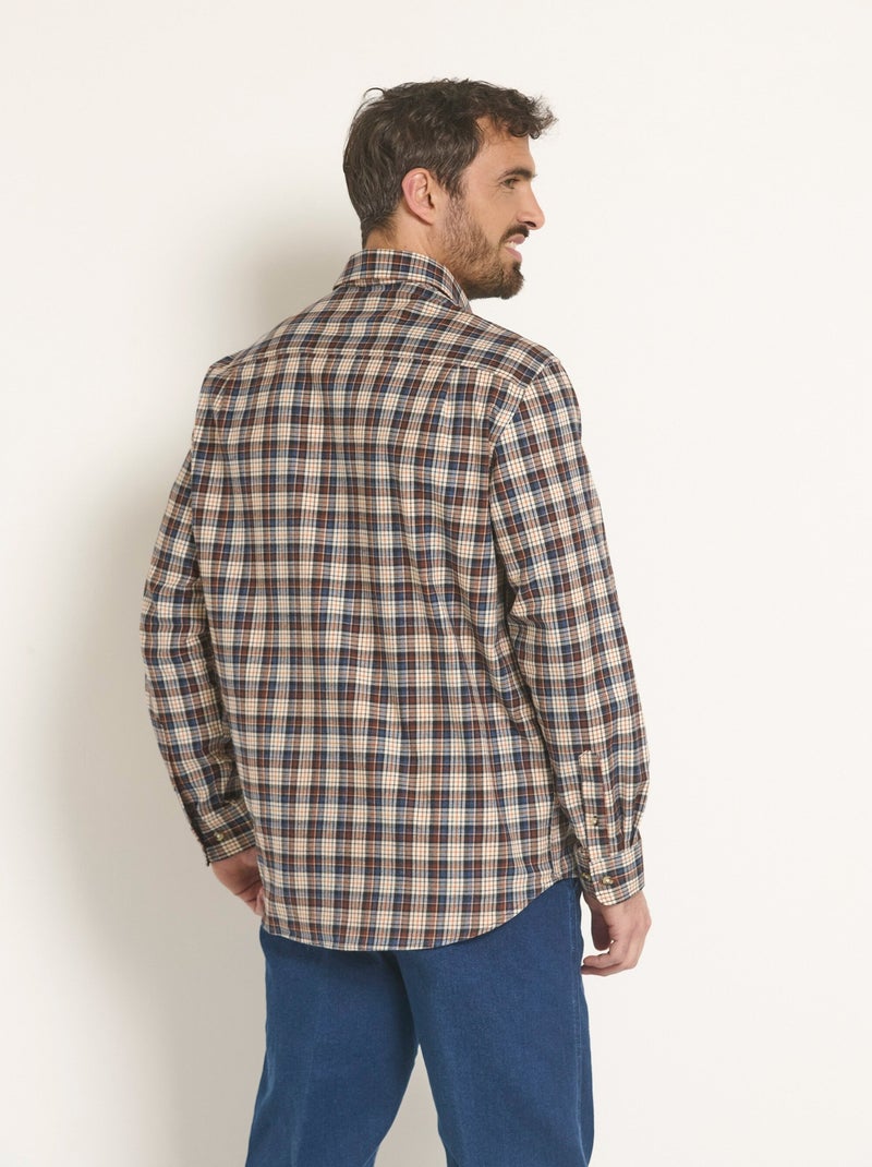 Camisa de franela con detalles de terciopelo, ligera - Afibel Marrón - Kiabi