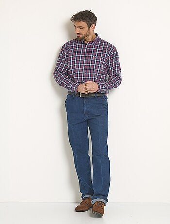 Camisa de franela con detalles en contraste, oscura - Afibel