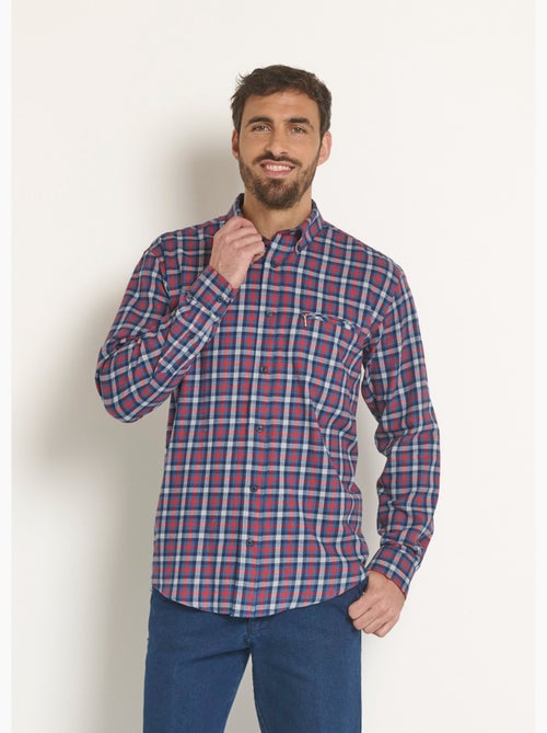 Camisa de franela con detalles en contraste, oscura - Afibel - Kiabi