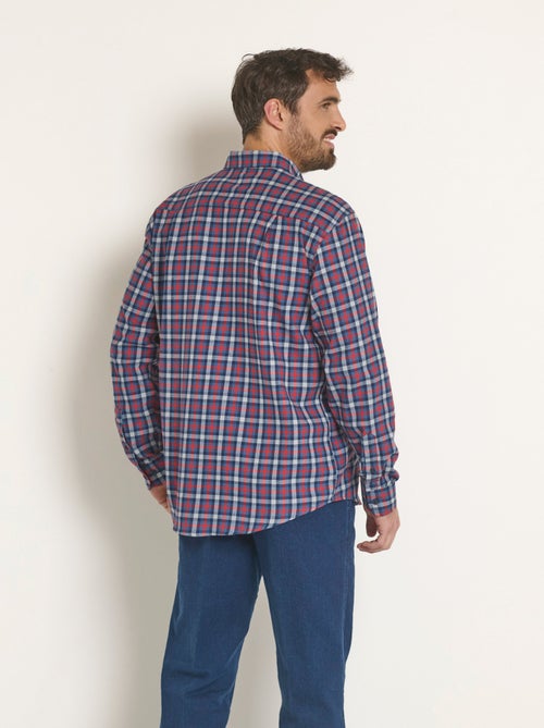 Camisa de franela con detalles en contraste, oscura - Afibel - Kiabi