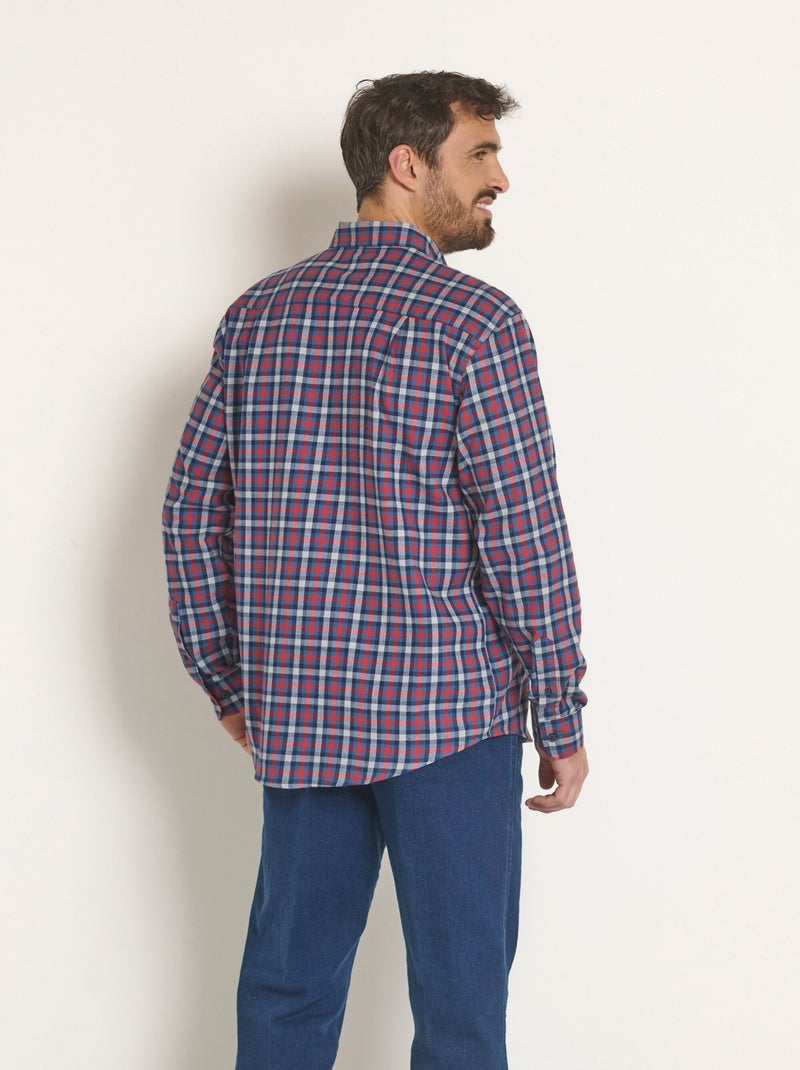 Camisa de franela con detalles en contraste, oscura - Afibel Rojo - Kiabi