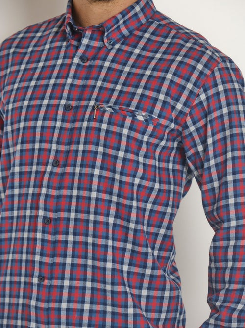 Camisa de franela con detalles en contraste, oscura - Afibel - Kiabi