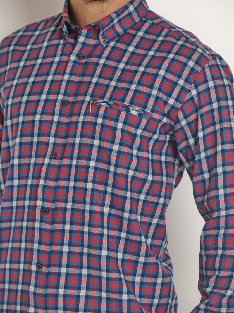 Camisa de franela con detalles en contraste, oscura - Afibel Rojo - Kiabi