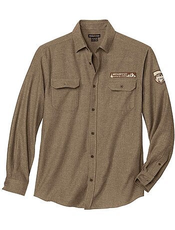 Camisa de franela a cuadros con cuello de puntas libres y bolsillos de pecho