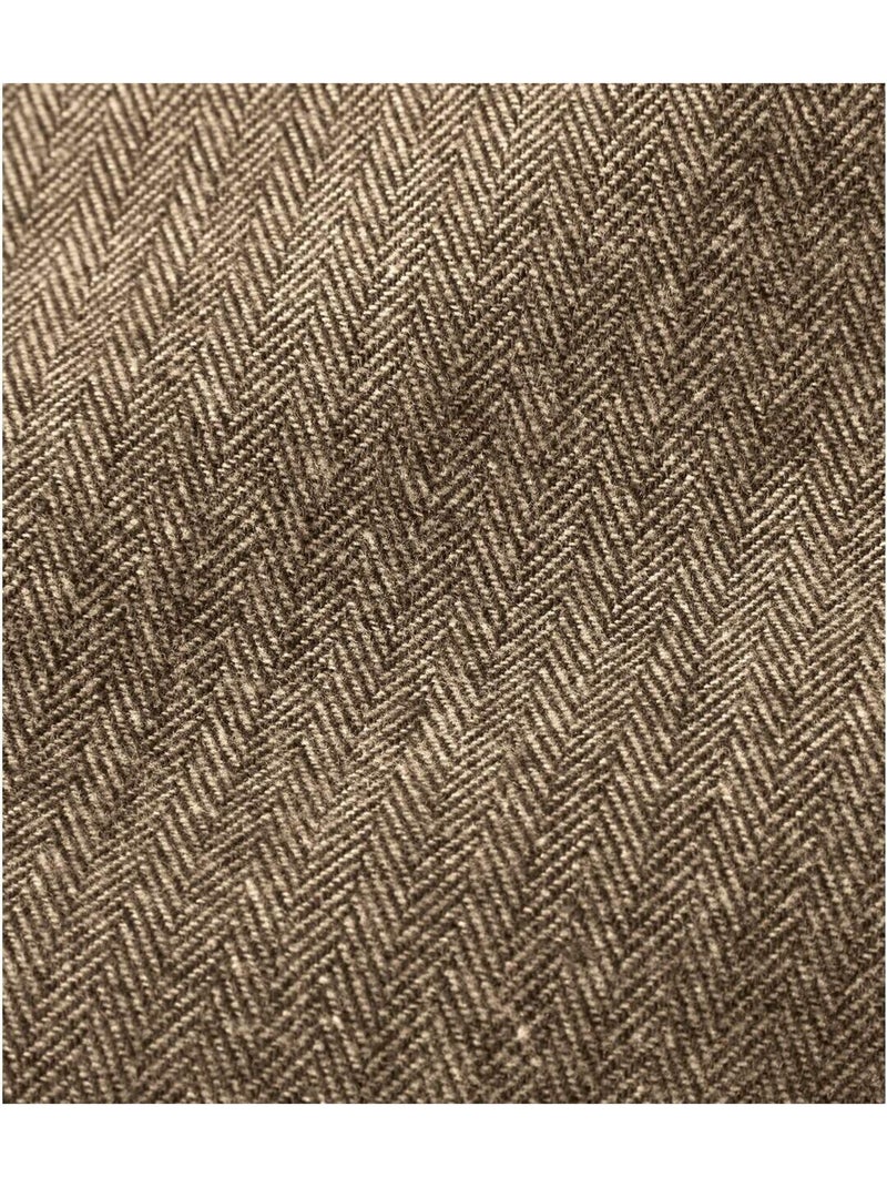 Camisa de franela con tejido de espiga y cuello de puntas libres Marrón - Kiabi