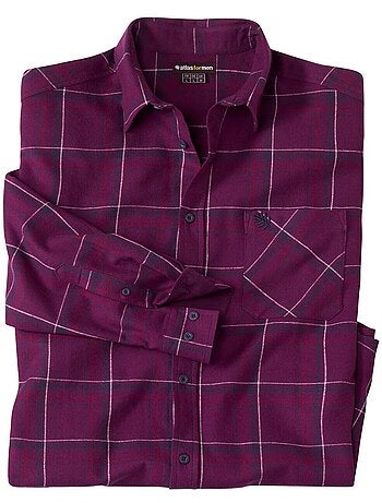 Camisa de franela de cuadros con cuello de puntas libres