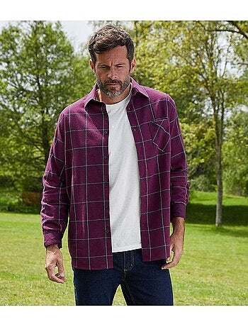 Camisa de franela de cuadros con cuello de puntas libres