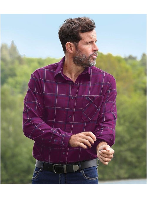 Camisa de franela de cuadros con cuello de puntas libres - Kiabi Camisa de franela de cuadros con cuello de puntas libres - Kiabi