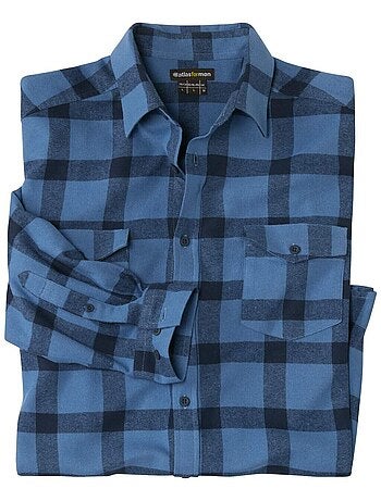 Camisa de franela de cuadros con cuello de puntas libres