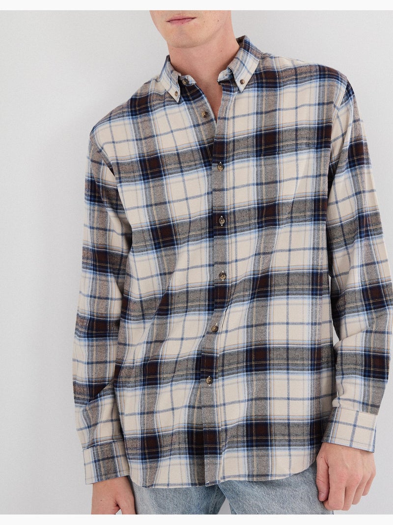 Camisa de franela de cuadros, MO Fashion Beige - Kiabi