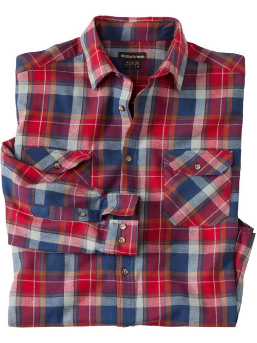 Camisa de franela de cuadros tadoussac, manga larga y cuello de puntas libres - Kiabi Camisa de franela de cuadros tadoussac, manga larga y cuello de puntas libres - Kiabi