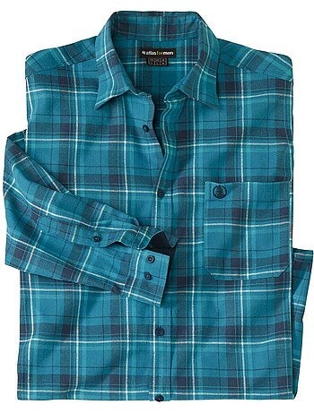 Camisa de franela de cuadros winter con cuello de puntas libres