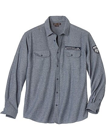 Camisa de franela de cuadros con cuello de puntas libres