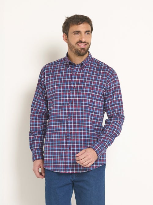Camisa de franela elástica a cuadros - Afibel - Kiabi