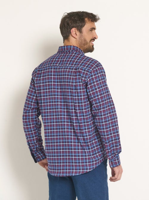 Camisa de franela elástica a cuadros - Afibel - Kiabi