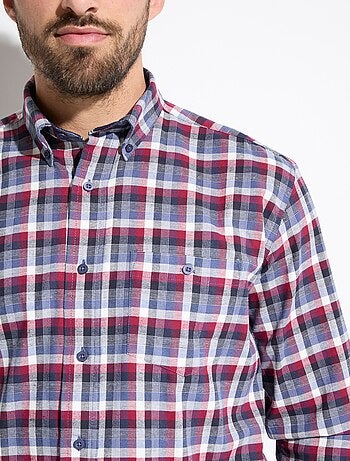Camisa de franela elástica con mangas largas. - Afibel