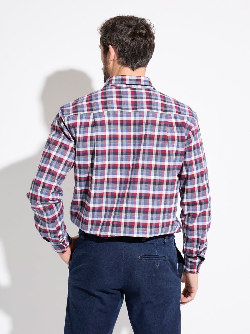 Camisa de franela elástica con mangas largas. - Afibel Burdeos - Kiabi