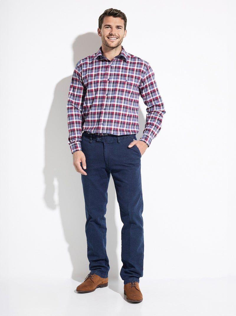 Camisa de franela elástica con mangas largas. - Afibel Burdeos - Kiabi