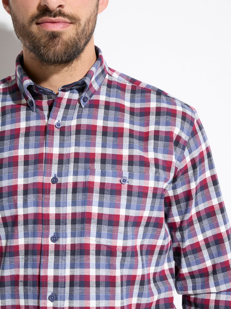 Camisa de franela elástica con mangas largas. - Afibel Burdeos - Kiabi