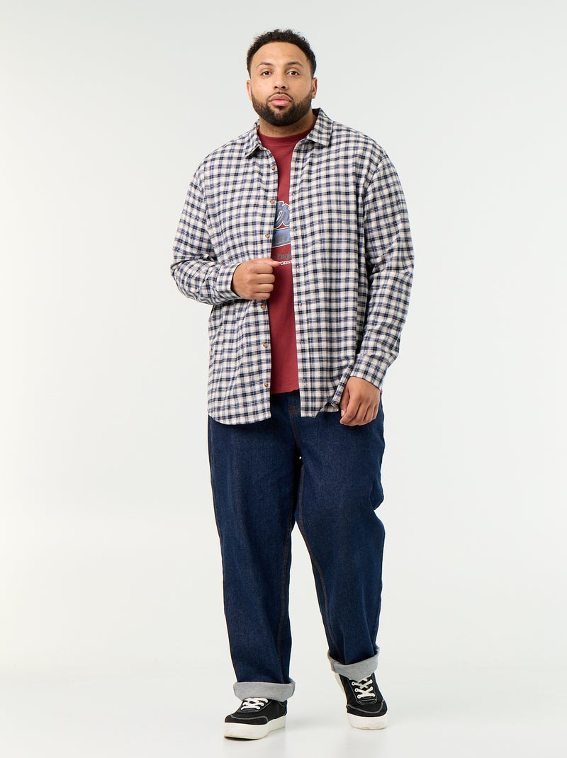 Camisa de franela estampada Azul - Kiabi