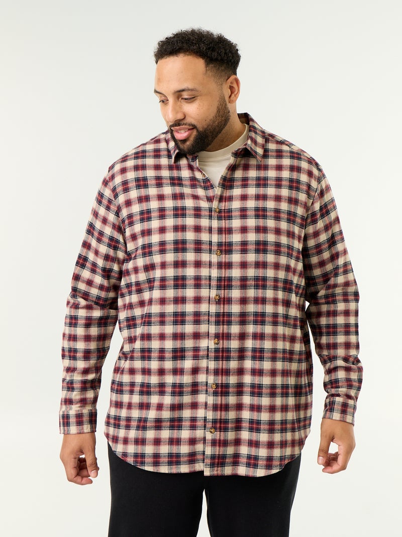 Camisa de franela estampada Marron - Kiabi