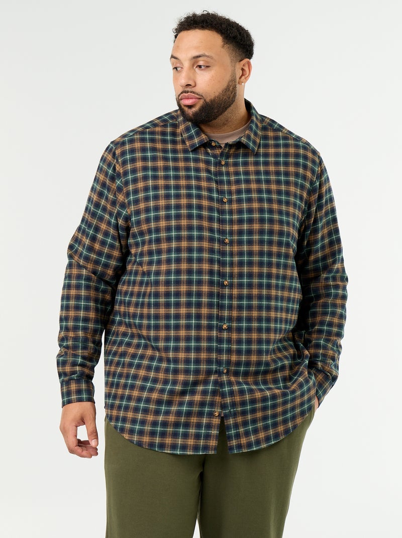 Camisa de franela estampada Verde - Kiabi