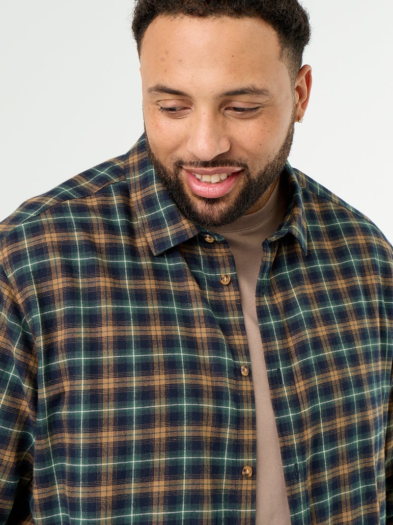 Camisa de franela estampada Verde - Kiabi