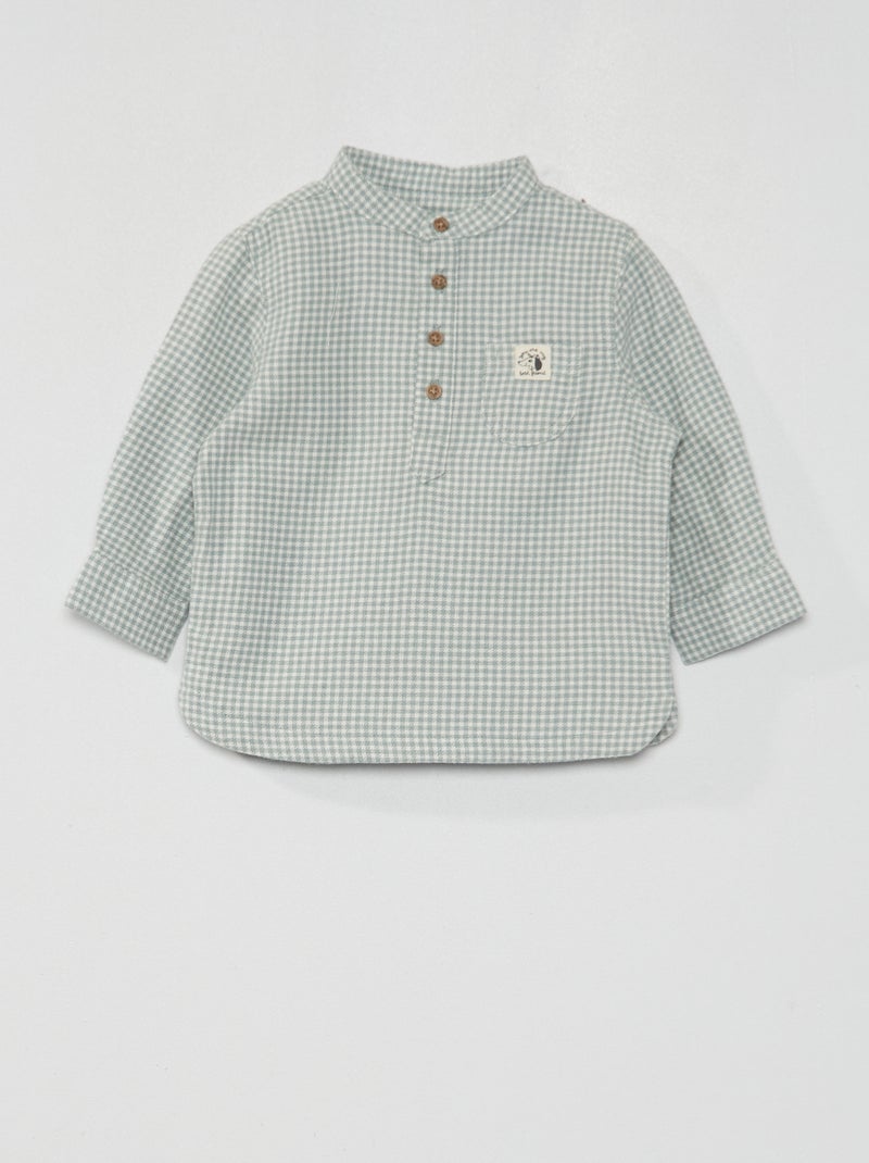 Camisa de franela estampado vichy AZUL - Kiabi